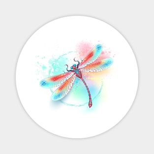 Red dragonfly on watercolor background Magnet